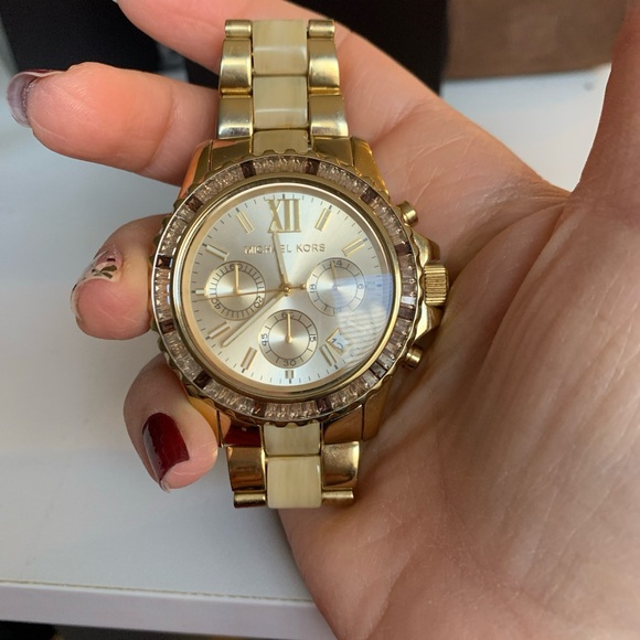 Michael Kors MK5874 Horn Actate Gold Everest Watch - Picture 2 of 9